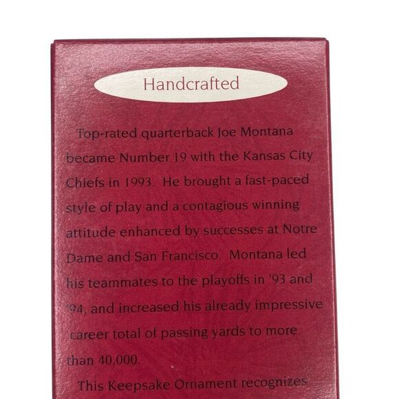 Joe Montana Hallmark Ornament KC Chiefs Version 1995 - Picture 3 of 5
